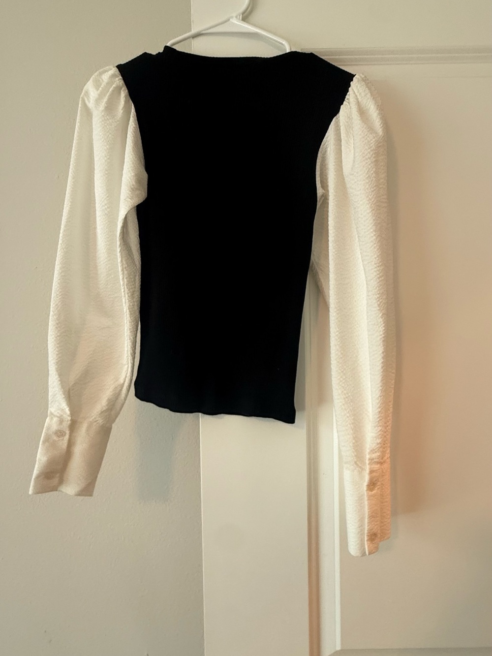 Zara Contrast Puff Sleeve Ribbed Knit Top Size S | Office Siren Quiet Luxury🩷 - Picture 7 of 7